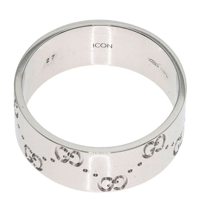 GUCCI GG Icon Wide #27 Ring K18 White Gold mens [Used]