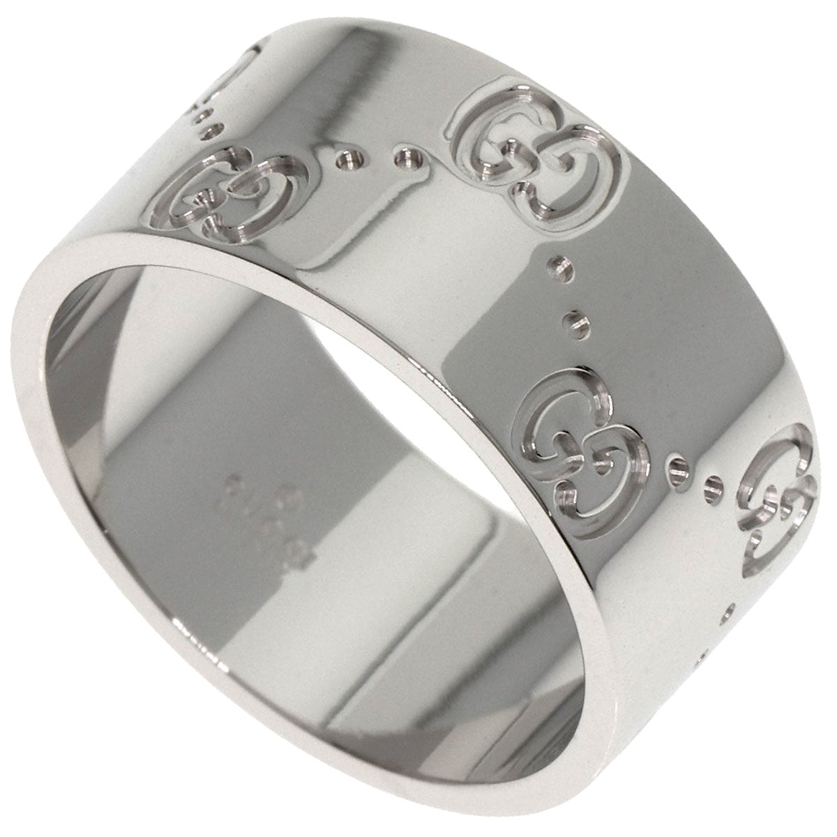 GUCCI GG Icon Wide #13 Ring K18 White Gold Ladies [Used]