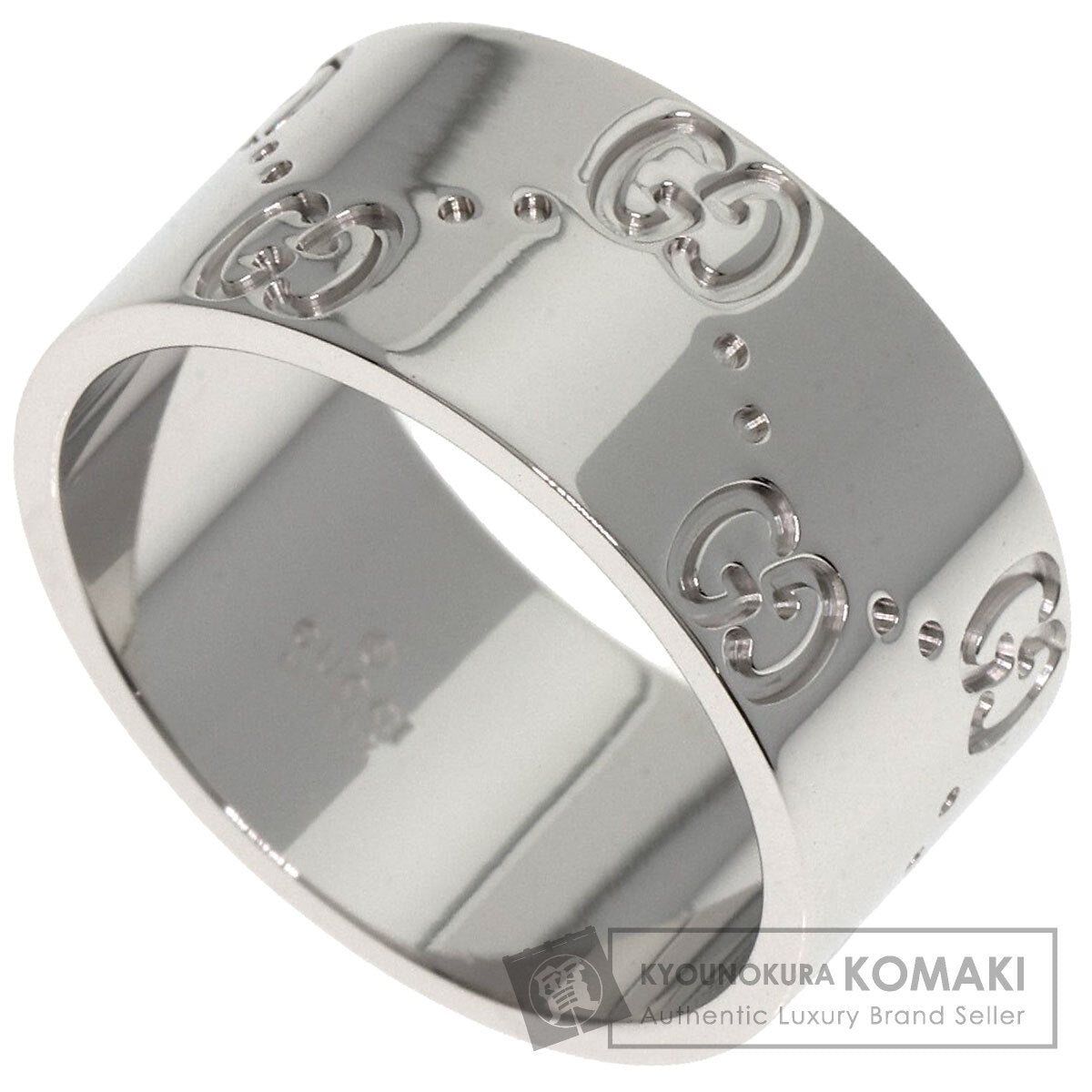 GUCCI GG Icon Wide #13 Ring K18 White Gold Ladies [Used]