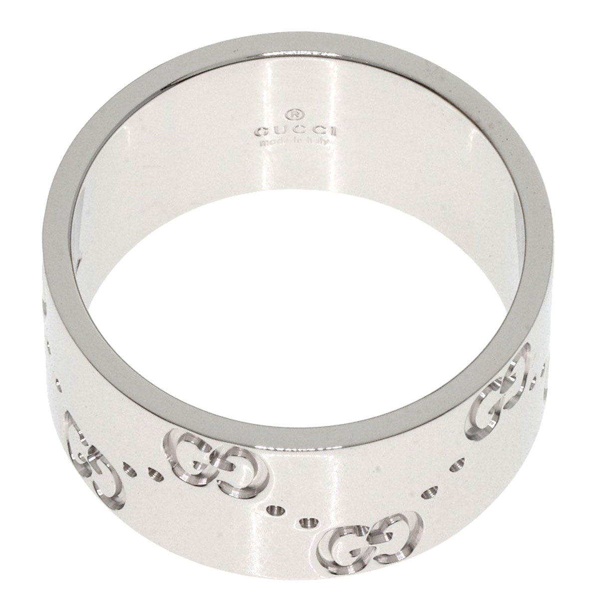 GUCCI GG Icon Wide #13 Ring K18 White Gold Ladies [Used]
