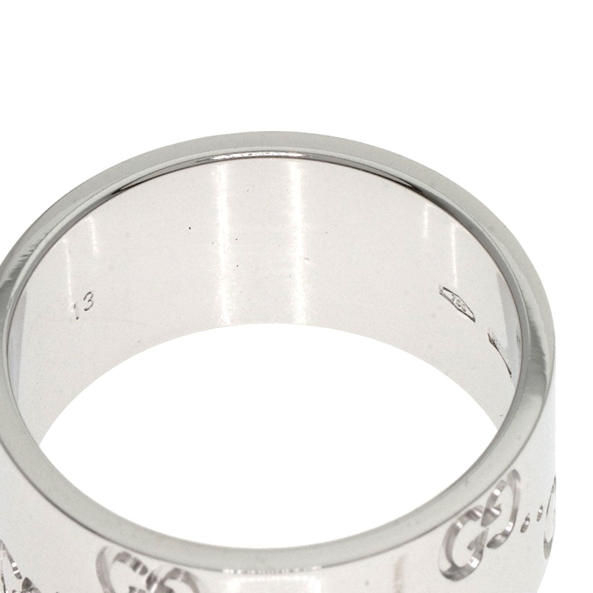 GUCCI GG Icon Wide #13 Ring K18 White Gold Ladies [Used]