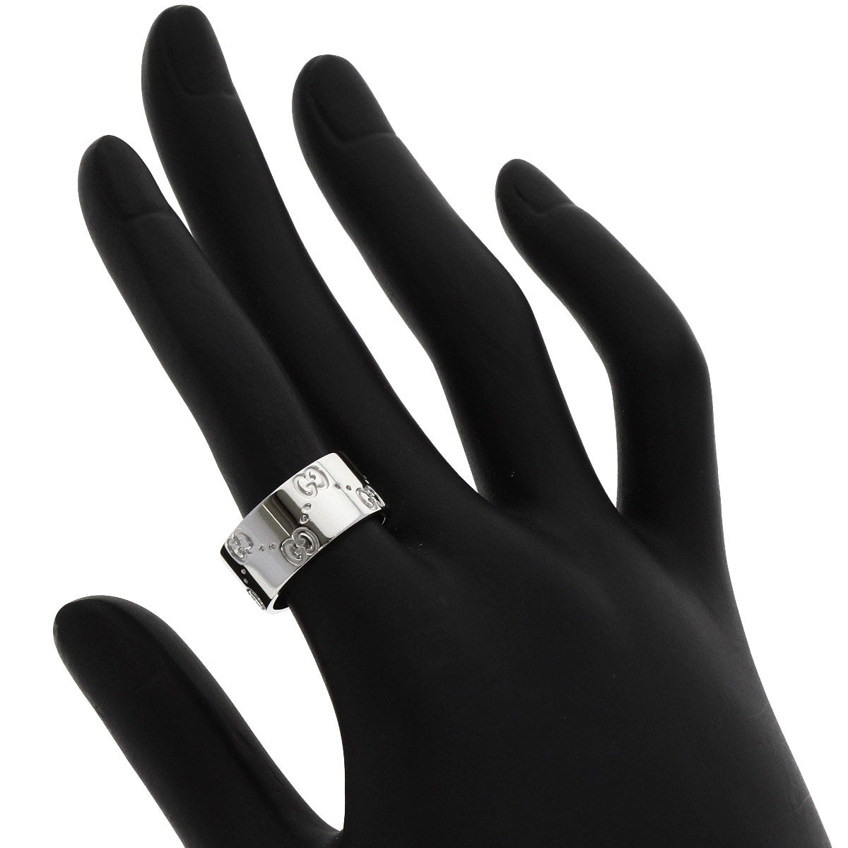 GUCCI GG Icon Wide #13 Ring K18 White Gold Ladies [Used]