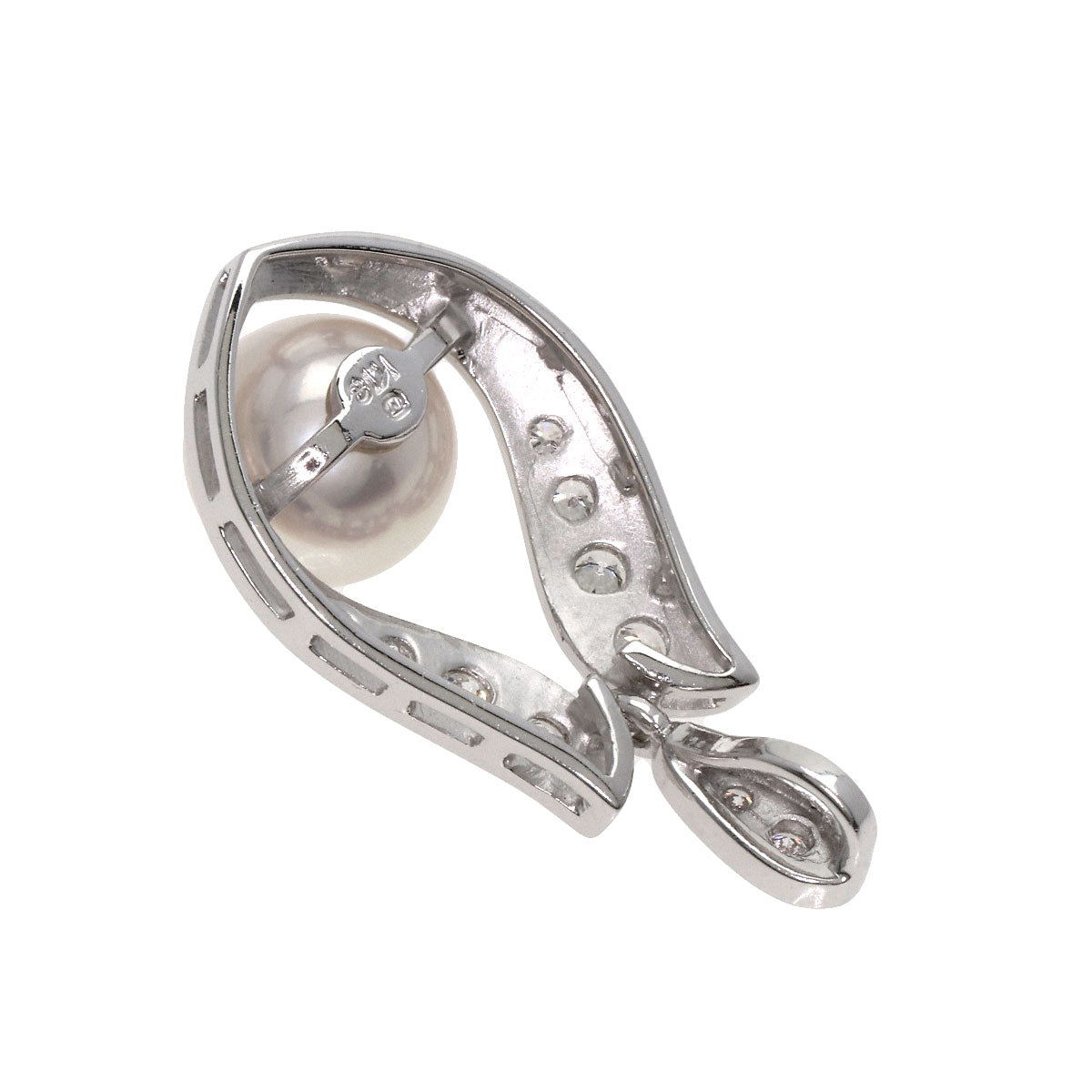 MIKIMOTO Pearl Pearl Diamond Pendant top K18 White Gold Ladies [Used]