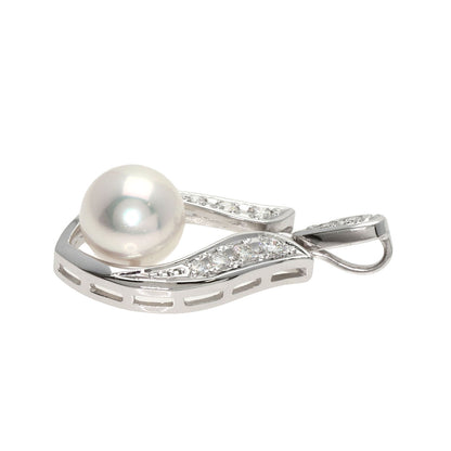 MIKIMOTO Pearl Pearl Diamond Pendant top K18 White Gold Ladies [Used]
