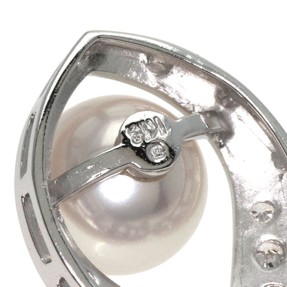 MIKIMOTO Pearl Pearl Diamond Pendant top K18 White Gold Ladies [Used]