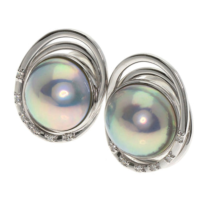TASAKI Mabe Pearl 6P Diamond Earring K18 White Gold Ladies [Used]