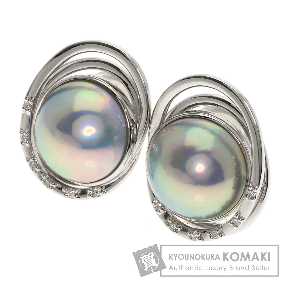 TASAKI Mabe Pearl 6P Diamond Earring K18 White Gold Ladies [Used]