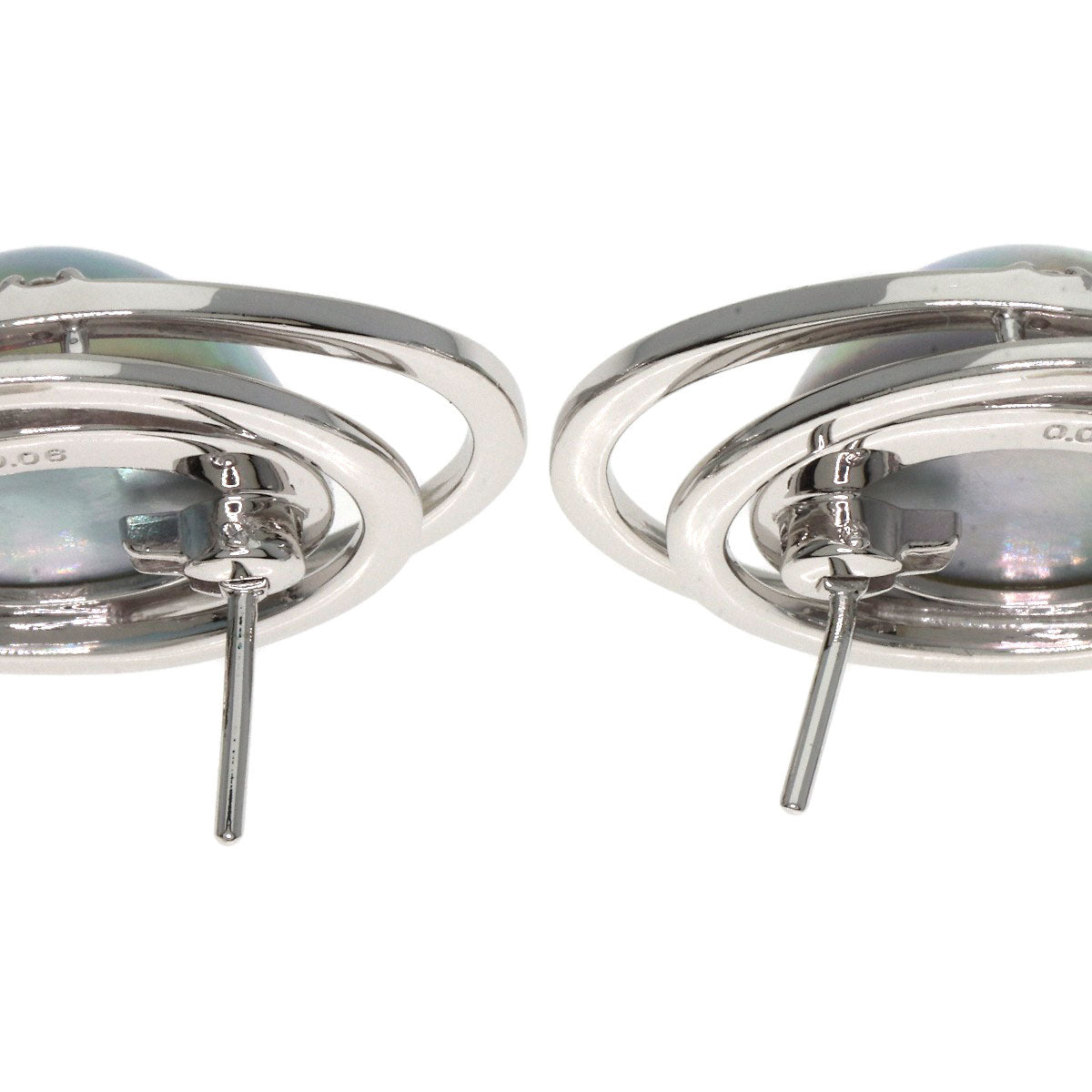 TASAKI Mabe Pearl 6P Diamond Earring K18 White Gold Ladies [Used]