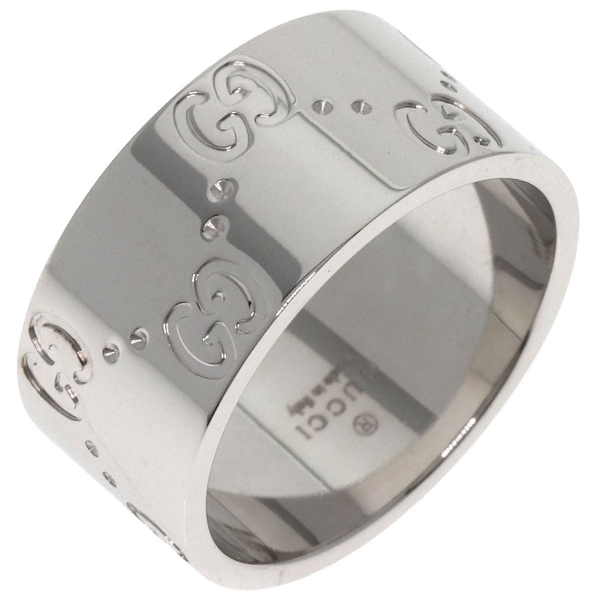 GUCCI GG Icon Wide #13 Ring K18 White Gold Ladies [Used]
