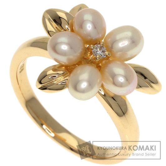 TASAKI Flower Pearl Pearl 1P Diamond Ring K18 Yellow Gold Ladies [Used]