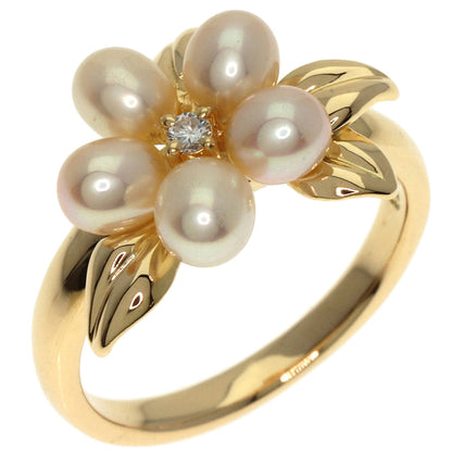 TASAKI Flower Pearl Pearl 1P Diamond Ring K18 Yellow Gold Ladies [Used]