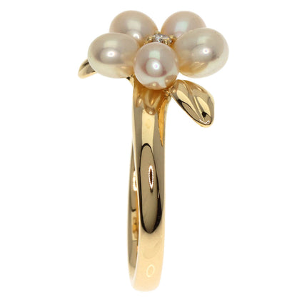 TASAKI Flower Pearl Pearl 1P Diamond Ring K18 Yellow Gold Ladies [Used]