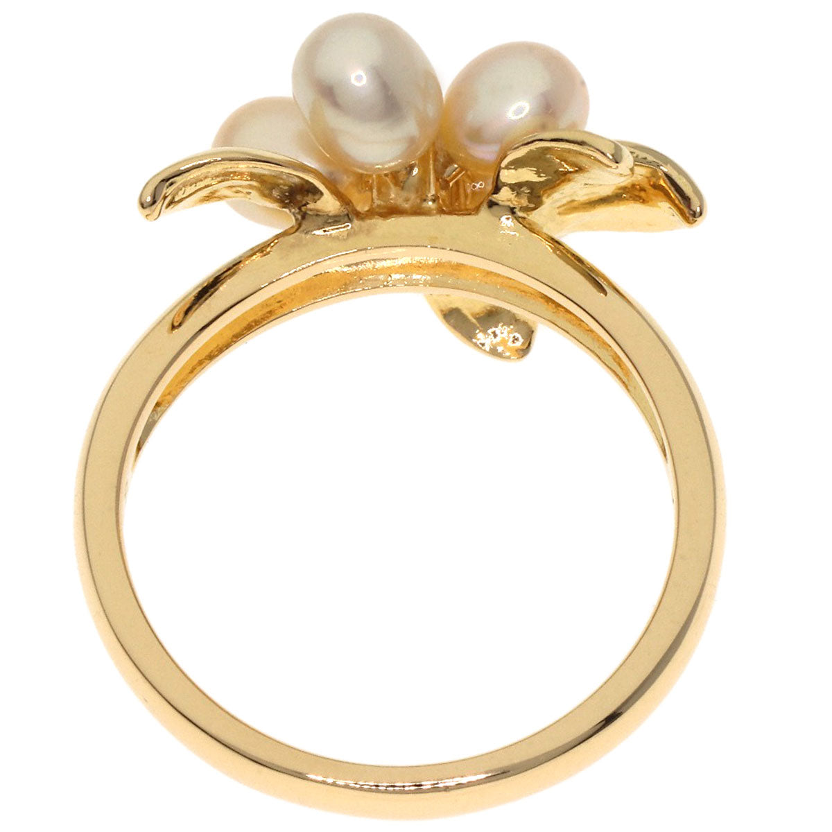 TASAKI Flower Pearl Pearl 1P Diamond Ring K18 Yellow Gold Ladies [Used]