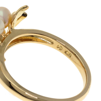 TASAKI Flower Pearl Pearl 1P Diamond Ring K18 Yellow Gold Ladies [Used]