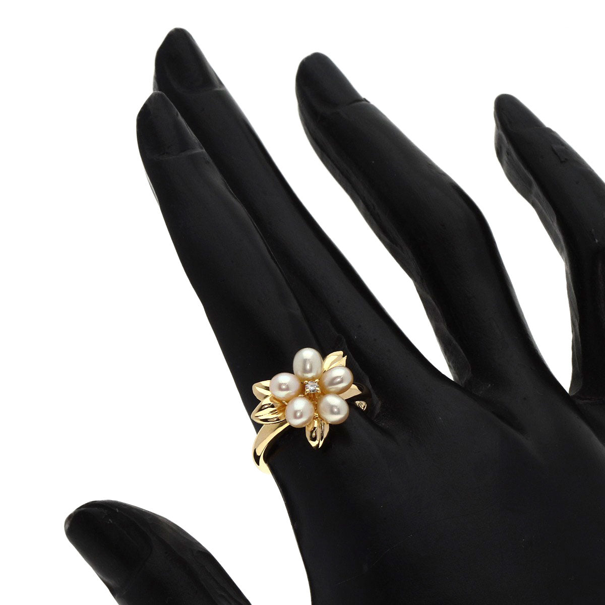 TASAKI Flower Pearl Pearl 1P Diamond Ring K18 Yellow Gold Ladies [Used]