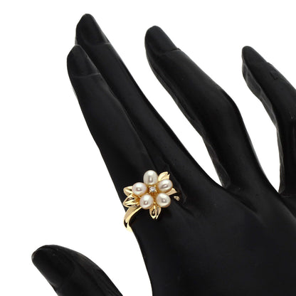 TASAKI Flower Pearl Pearl 1P Diamond Ring K18 Yellow Gold Ladies [Used]