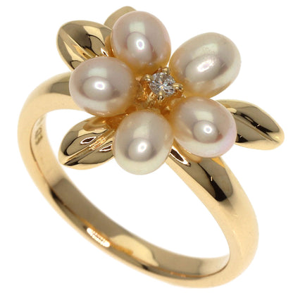 TASAKI Flower Pearl Pearl 1P Diamond Ring K18 Yellow Gold Ladies [Used]