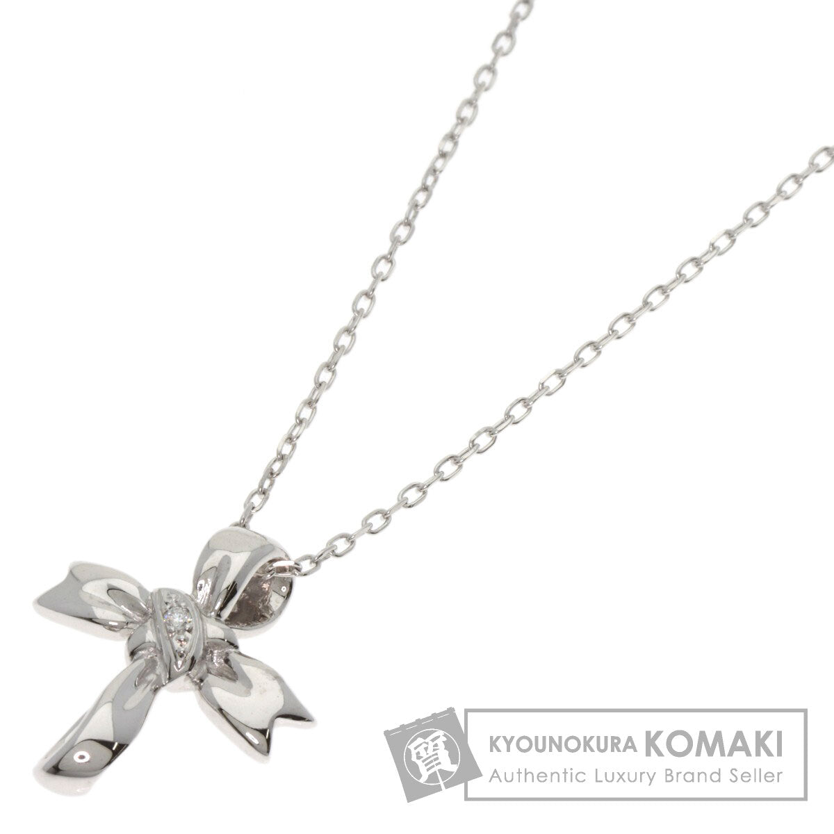 MIKIMOTO Cross diamond Necklace K18 White Gold Ladies [Used]