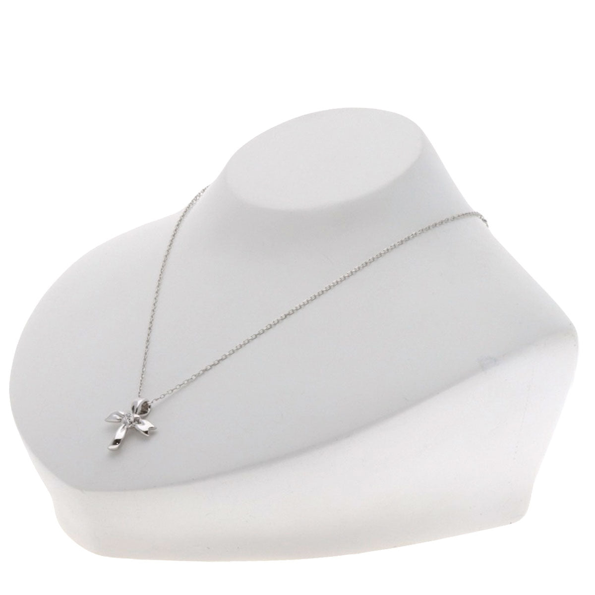 MIKIMOTO Cross diamond Necklace K18 White Gold Ladies [Used]