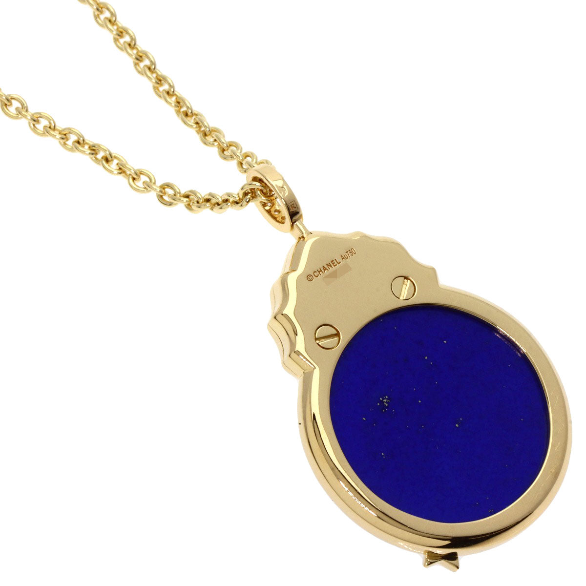 CHANEL Sur Signe Lapis Lazuli & Azure stone Necklace K18 Yellow Gold Ladies [Used]