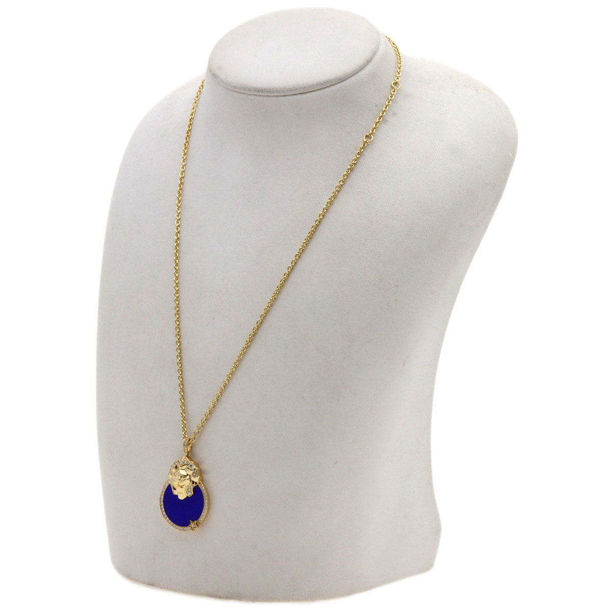 CHANEL Sur Signe Lapis Lazuli & Azure stone Necklace K18 Yellow Gold Ladies [Used]