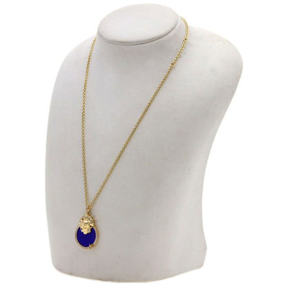 CHANEL Sur Signe Lapis Lazuli & Azure stone Necklace K18 Yellow Gold Ladies [Used]