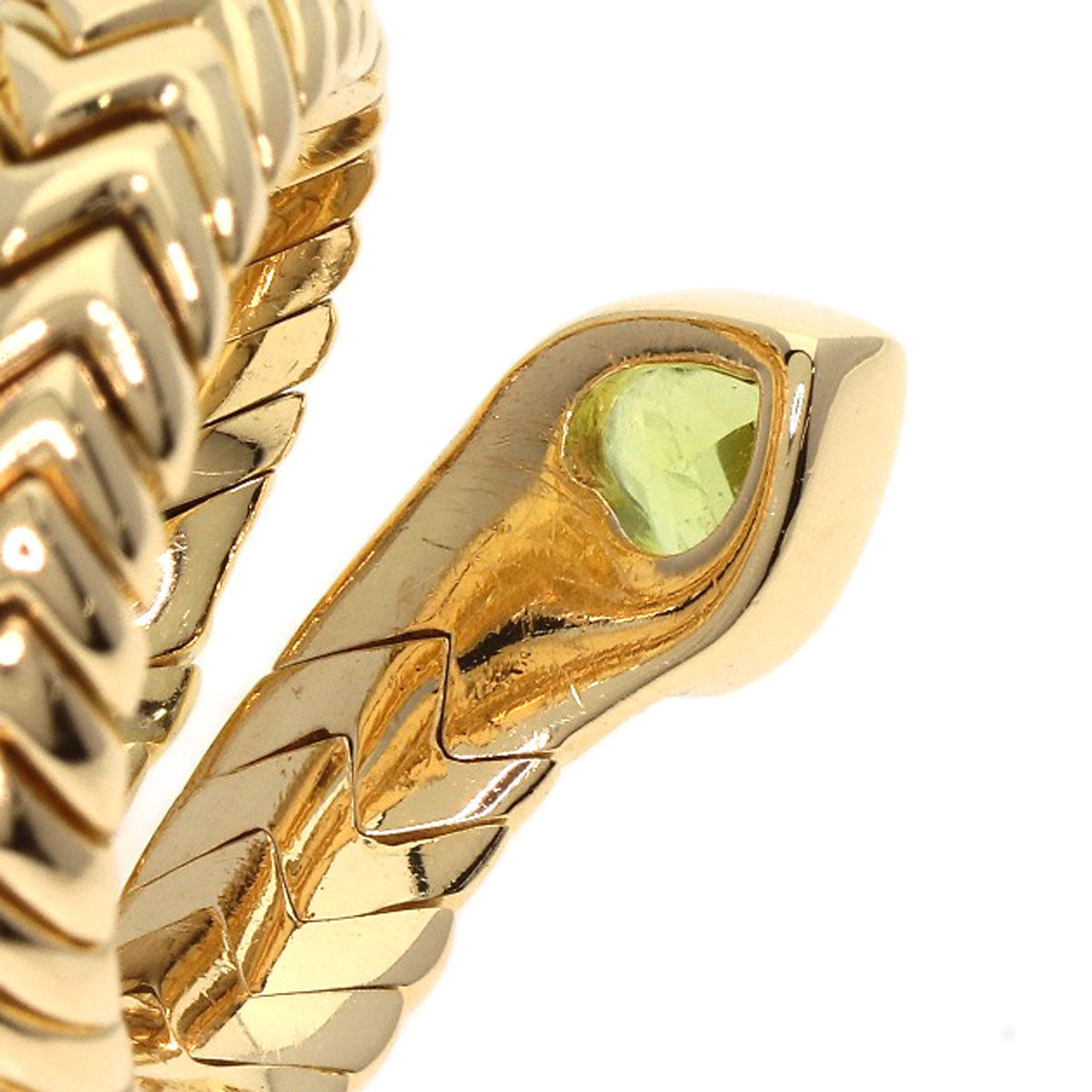 BVLGARI Tubogas Spiga Peridot Diamond Ring K18 Yellow Gold Ladies [Used]