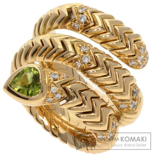 BVLGARI Tubogas Spiga Peridot Diamond Ring K18 Yellow Gold Ladies [Used]