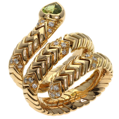 BVLGARI Tubogas Spiga Peridot Diamond Ring K18 Yellow Gold Ladies [Used]