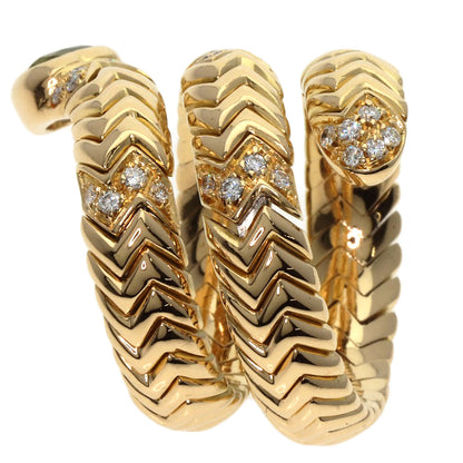 BVLGARI Tubogas Spiga Peridot Diamond Ring K18 Yellow Gold Ladies [Used]