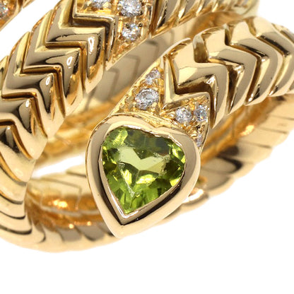 BVLGARI Tubogas Spiga Peridot Diamond Ring K18 Yellow Gold Ladies [Used]