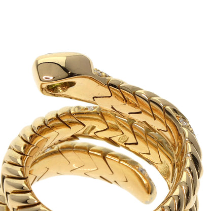 BVLGARI Tubogas Spiga Peridot Diamond Ring K18 Yellow Gold Ladies [Used]