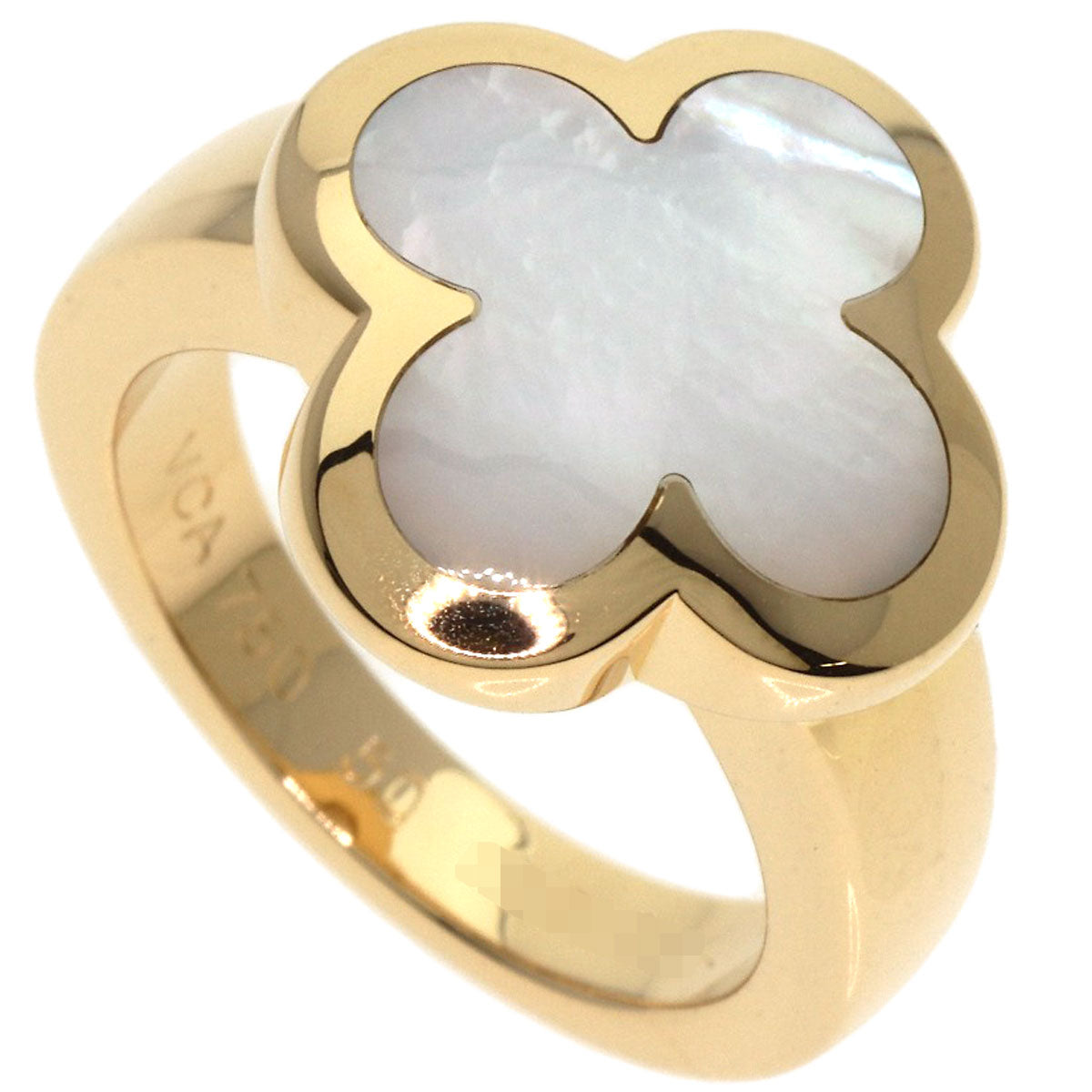 Van Cleef & Arpels Pure Alhambra White Shell #50 Ring K18 Yellow Gold Ladies [Used]