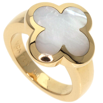 Van Cleef & Arpels Pure Alhambra White Shell #50 Ring K18 Yellow Gold Ladies [Used]