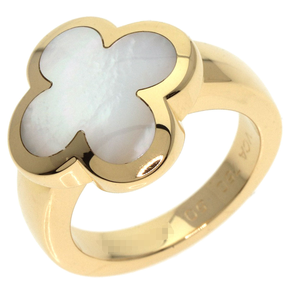 Van Cleef & Arpels Pure Alhambra White Shell #50 Ring K18 Yellow Gold Ladies [Used]