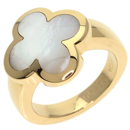 Van Cleef & Arpels Pure Alhambra White Shell #50 Ring K18 Yellow Gold Ladies [Used]