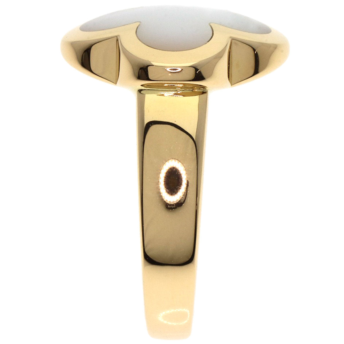 Van Cleef & Arpels Pure Alhambra White Shell #50 Ring K18 Yellow Gold Ladies [Used]