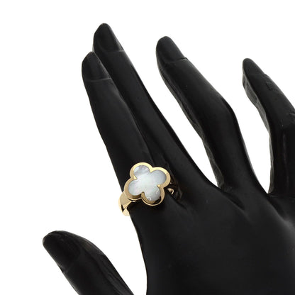 Van Cleef & Arpels Pure Alhambra White Shell #50 Ring K18 Yellow Gold Ladies [Used]