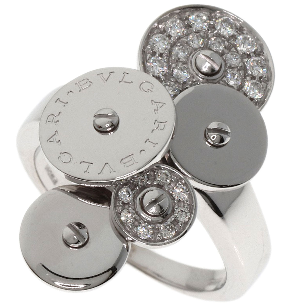 BVLGARI Chiclady 5 Disc Diamond #12 Ring K18 White Gold Ladies [Used]