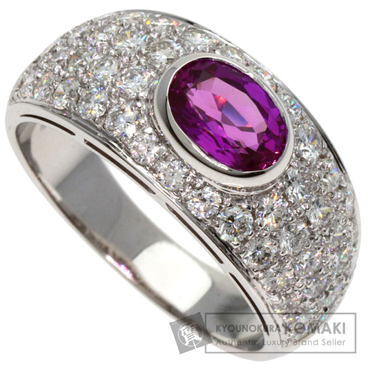 BVLGARI Pink Sapphire Pavé Diamond Ring K18 White Gold Ladies [Used]