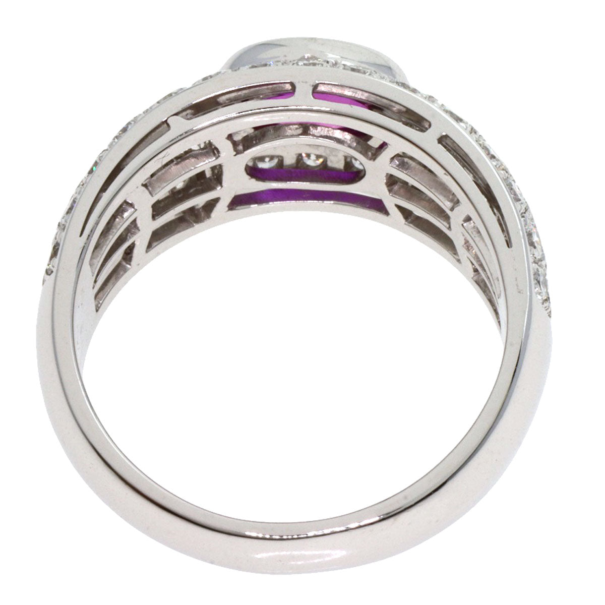 BVLGARI Pink Sapphire Pavé Diamond Ring K18 White Gold Ladies [Used]