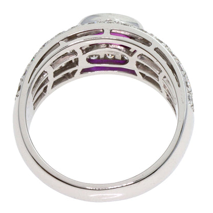 BVLGARI Pink Sapphire Pavé Diamond Ring K18 White Gold Ladies [Used]