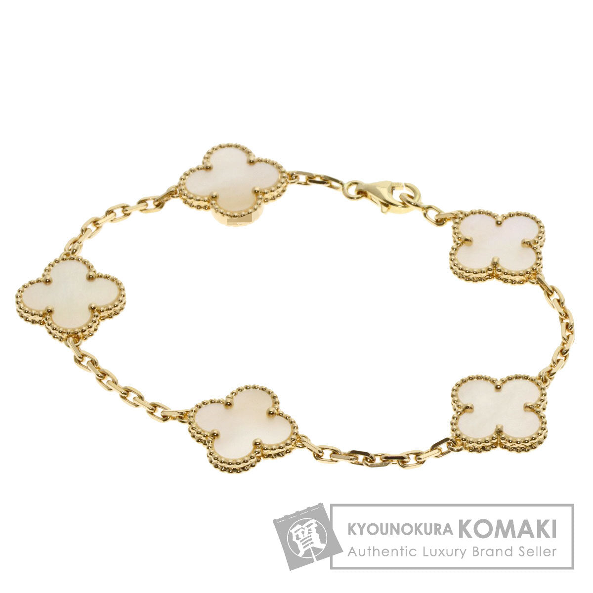 Van Cleef & Arpels Vintage Alhambra 5P White Shell Bracelet K18 Yellow Gold Ladies [Used]