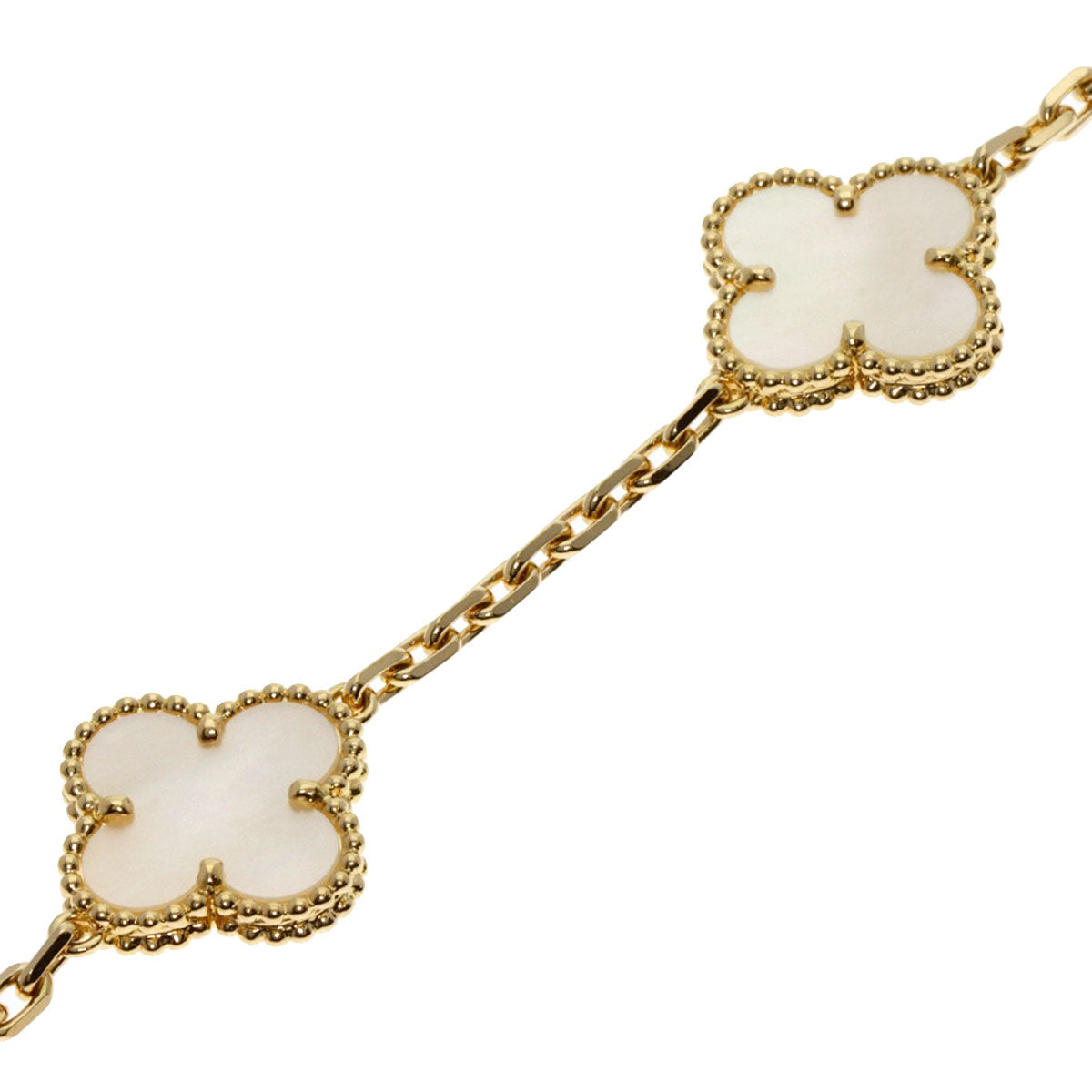 Van Cleef & Arpels Vintage Alhambra 5P White Shell Bracelet K18 Yellow Gold Ladies [Used]