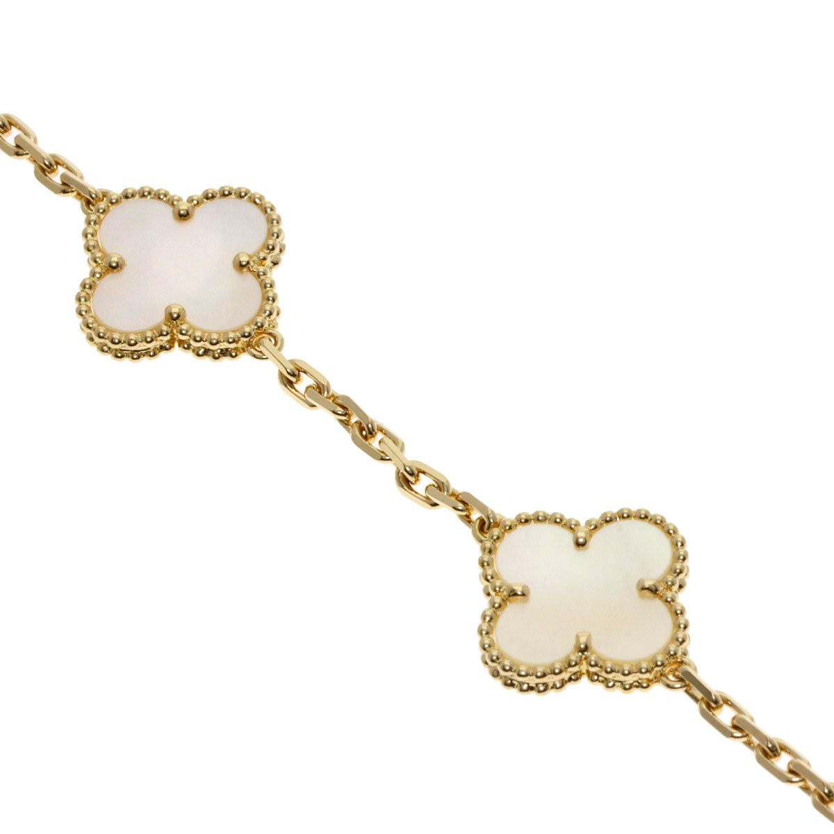Van Cleef & Arpels Vintage Alhambra 5P White Shell Bracelet K18 Yellow Gold Ladies [Used]