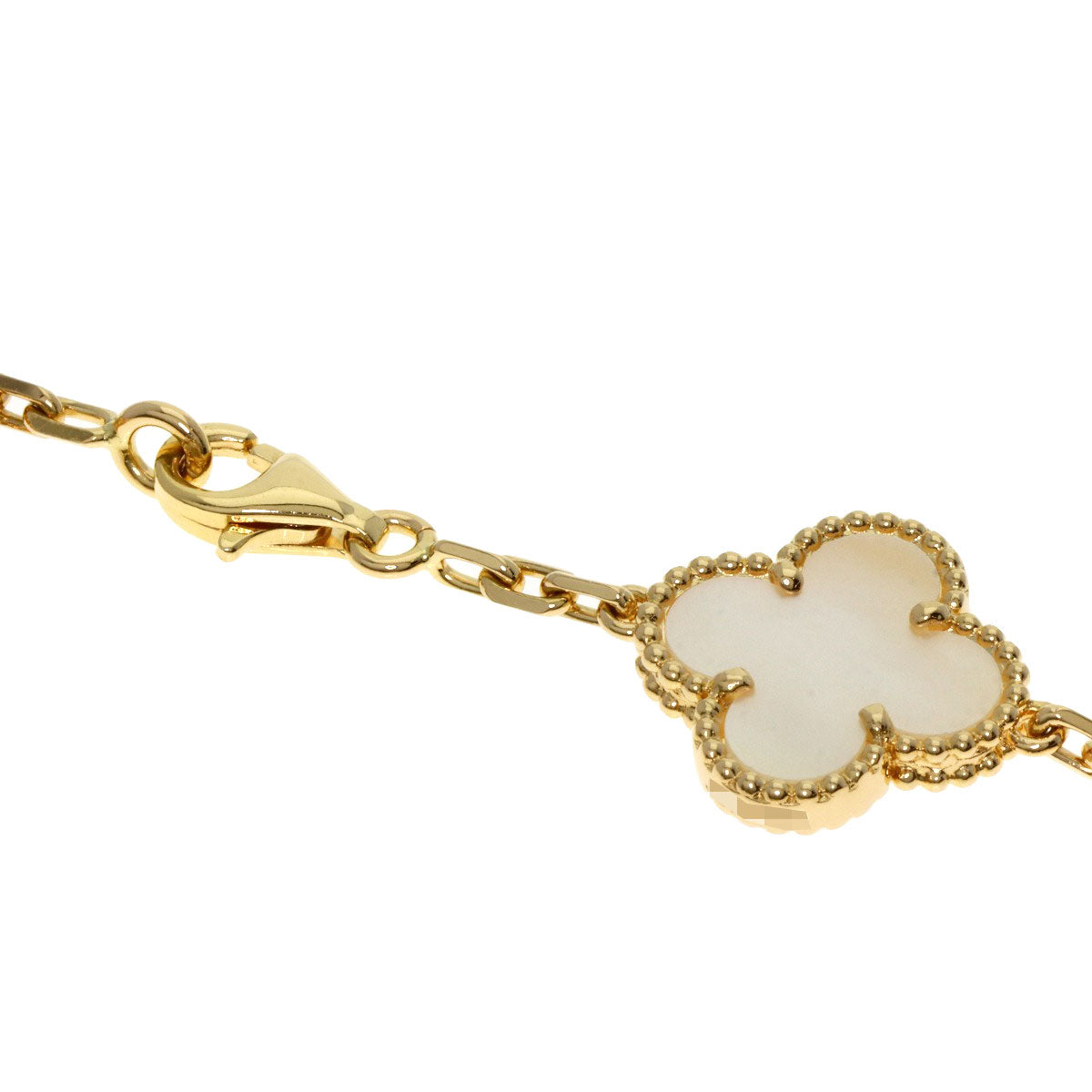 Van Cleef & Arpels Vintage Alhambra 5P White Shell Bracelet K18 Yellow Gold Ladies [Used]