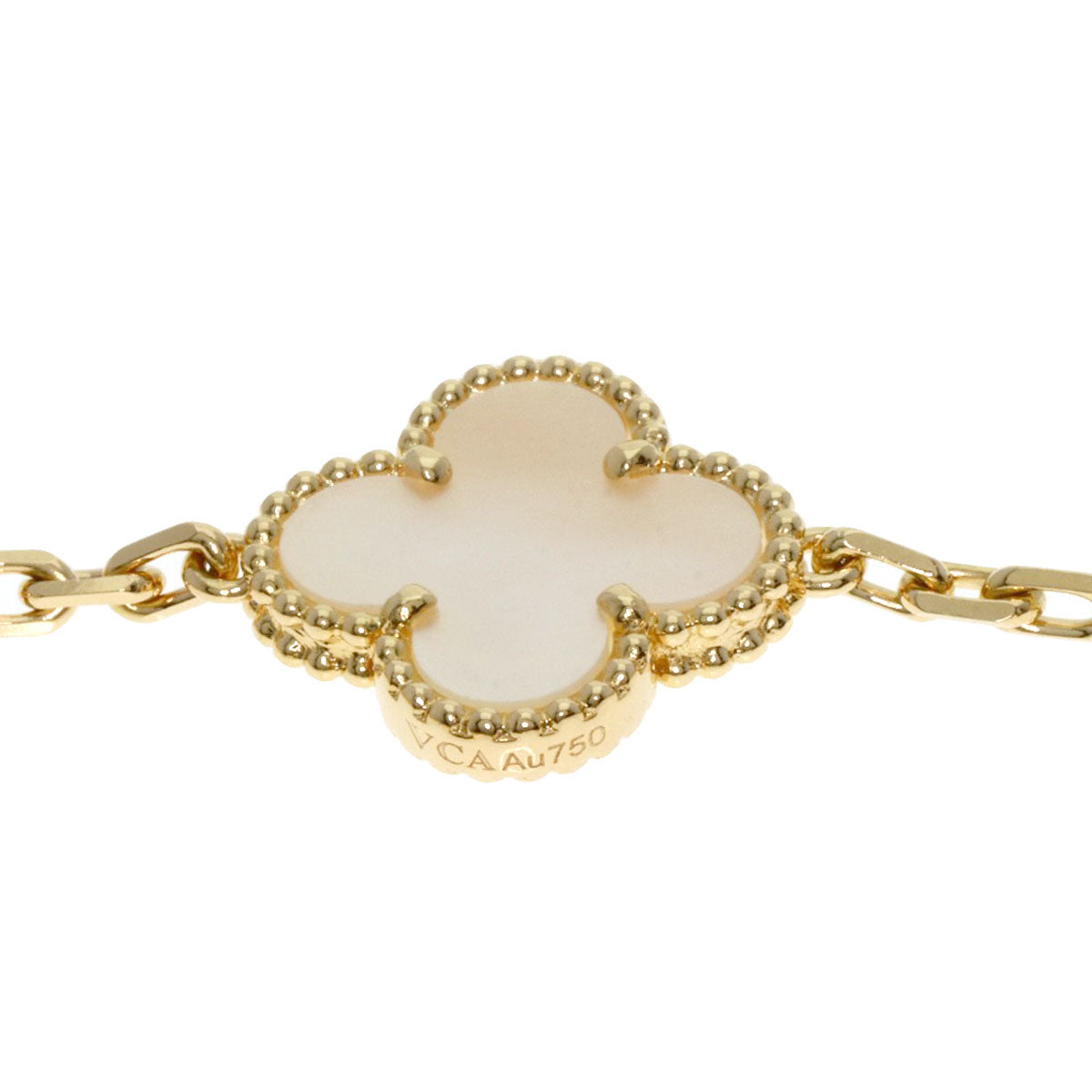 Van Cleef & Arpels Vintage Alhambra 5P White Shell Bracelet K18 Yellow Gold Ladies [Used]