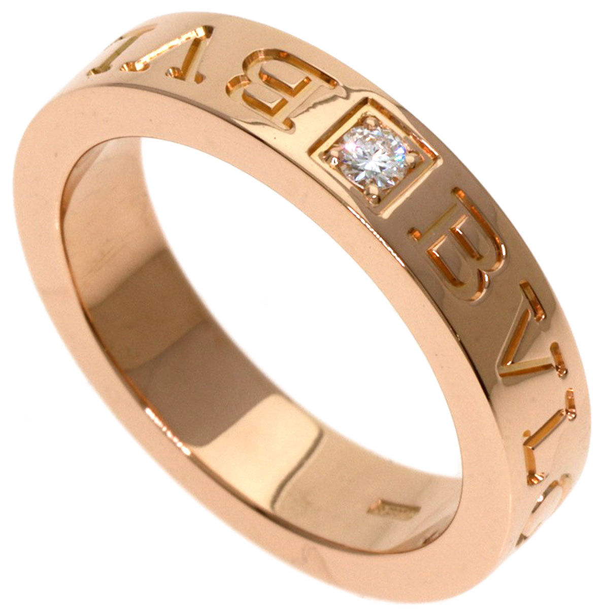 BVLGARI Double logo Diamond Ring K18 Pink Gold Ladies [Used]