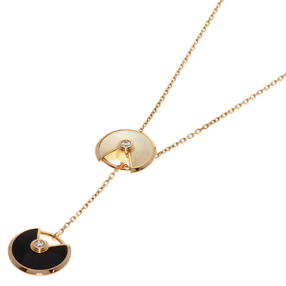 CARTIER Amulet Onyx White Shell Diamond Necklace K18 Pink Gold Ladies [Used]