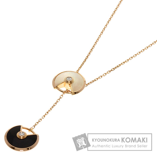 CARTIER Amulet Onyx White Shell Diamond Necklace K18 Pink Gold Ladies [Used]